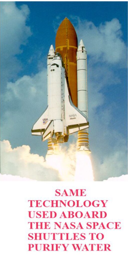 Space shuttle launching into blue cloudy sky